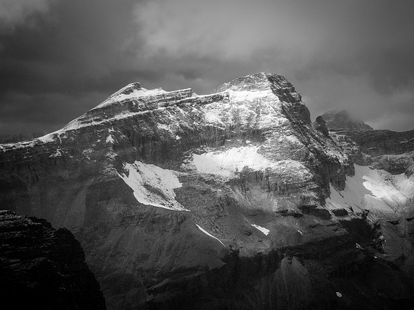 Dramatic lighting on an outlier of Haiduk Peak.