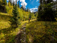 Shadows are already getting long as we start the uphill trudge from Scarab Lake to Sugarloaf.
