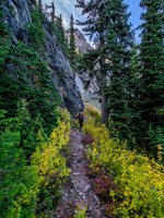 Descending the headwall under Greater Pharaoh Peak.