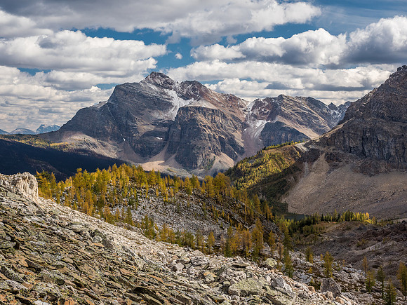 From the col, looking south over Talc Lake towards The Monarch.