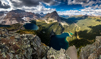 An interesting angle from the top of Sugarloaf's north face looking down at Egypt Lake with Scarab Lake at left and even part of Mummy Lake at far left.