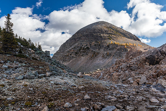 The Sphinx from the gap to Mummy Lake.