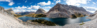Views back over Mummy Lake from the scree slope above the tree buttress.
