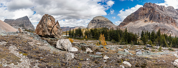 At the treed buttress with interesting views.