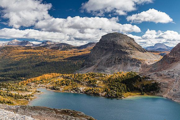 Views back over Mummy Lake and The Sphinx towards the Massive Range.