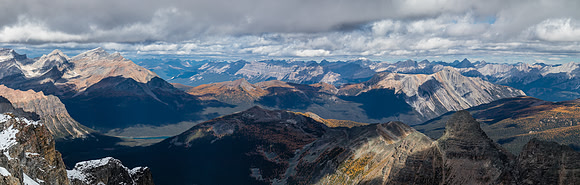 Views over Shadow Lake to Gibbon Pass, Protection, Castle, Bonnet and Copper Mountain.