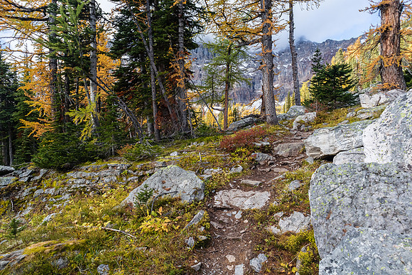 Hiking to Scarab Lake.