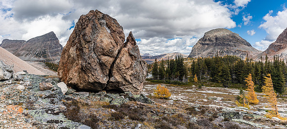 At the treed buttress with interesting views.
