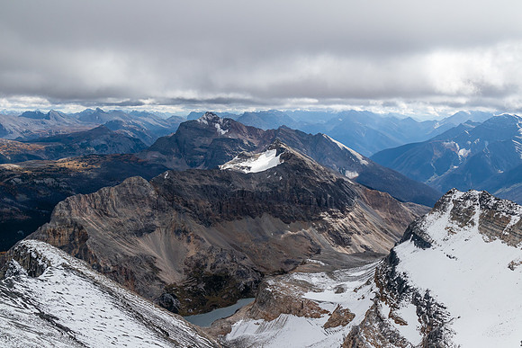 The Citadel Pass area at distant left with The Monarch, Simpson Ridge and Mount Shanks.