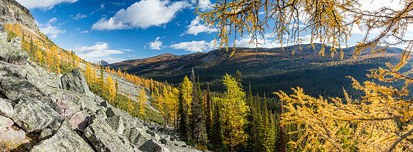 Hiking to Scarab Lake, views back over Healy Pass at right.