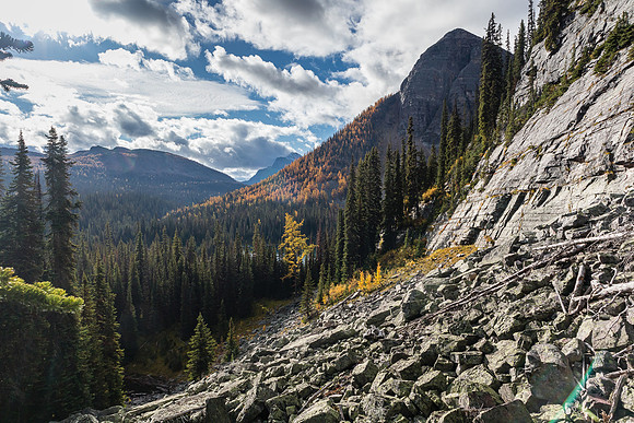 Hiking to Scarab Lake.