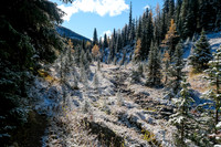 Hiking to Talc Lake on a carpet of fresh snow.