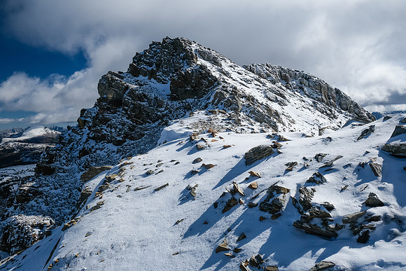 Scrambling to the summit via the north ridge.