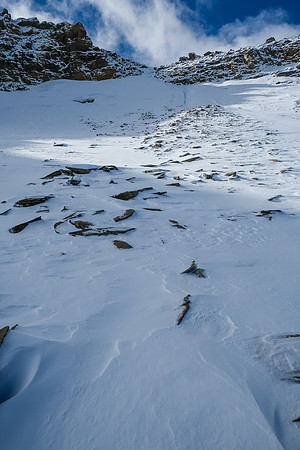 I used crampons and ax on the upper slope.