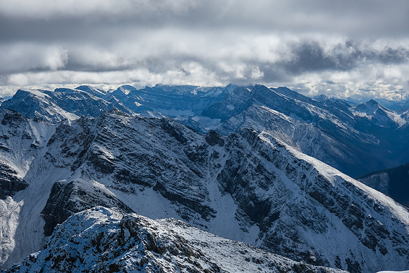 Cloudy views south.