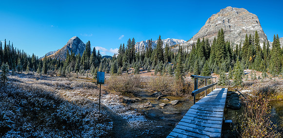 At the bridge to the Egypt Lakes and campground. I went left to Redearth Pass / Talc Lake.