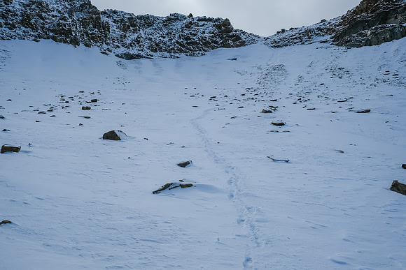 Looking back at my tracks to the north ridge.