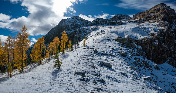 Looking back up to the east face on top of the east ridge.