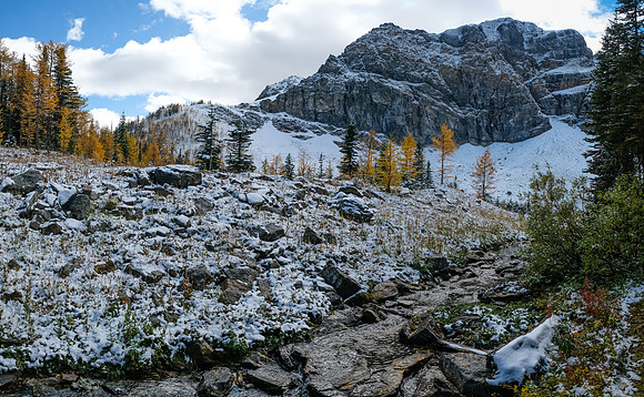 Views back up the outflow to Natalko Peak.