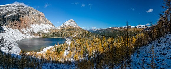 Views back over Talc Lake from the ascent of the east ridge.