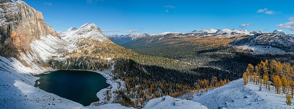 Views back over Talc Lake from the ascent of the east ridge.
