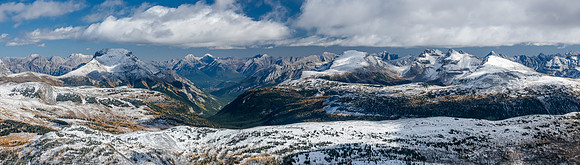 Views down Healy Creek with Bourgeau at left and Eagle Mountain to the right.