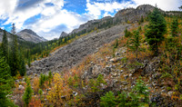 The steep access slope above at center.