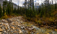 Crossing Hawk Creek to the access slope.
