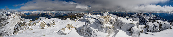 The summit of Haiduk Peak is very snowy today.