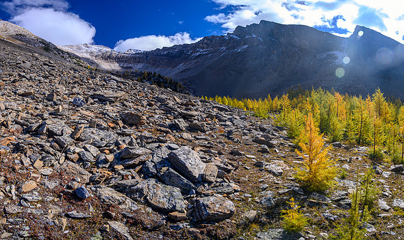 Ascending the lower SW slopes of Haiduk Peak.