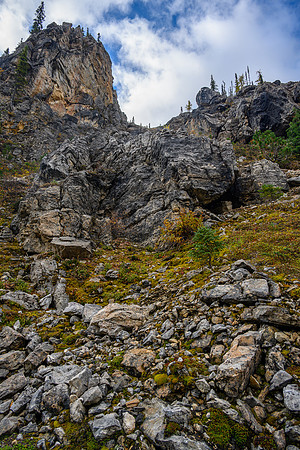 Scrambling up the steep access slope.