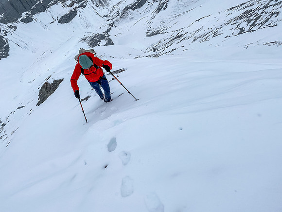 Wietse coming up the final summit slopes.