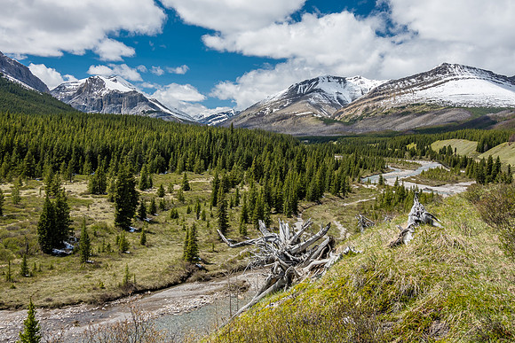 Views over the Ram River to Aries (L) and Wingnut (R).