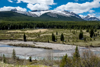 Views over the Ram River to Whelk Peak (L).