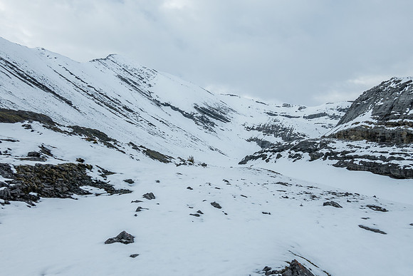 Continuing up snow and rubble to the south end of NW valley.