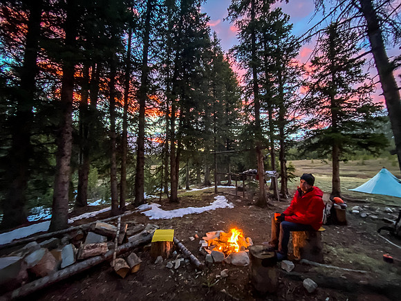 A nice little breakfast fire to warm up before going for Whelk Peak.