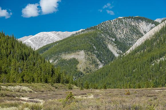 Wietse is small in the landscape along the Ram River.