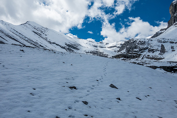 Exiting the NW valley, views back up to Whelk Peak.