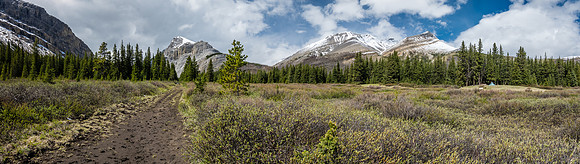 Our tiny camp under Aries (C) and Wingnut Peak (R).