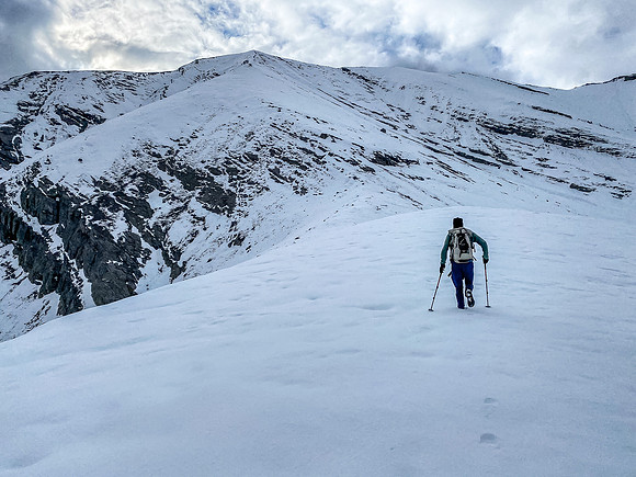 Making our way up the west summit ridge.