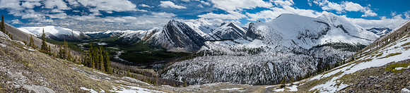 Views back down the Ram River to Finch (L), Whelk (C) and Aries (R).