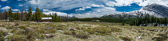 The South Ram Patrol Cabin. Finch Peak in the bg at left, Whelk at right.