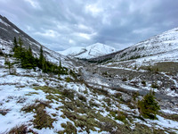 Traversing out of the SE bowl back towards Aries Peak.