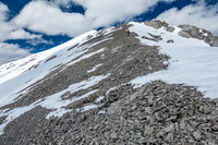 Scree to the first false of two false summits before Wingnut Peak.