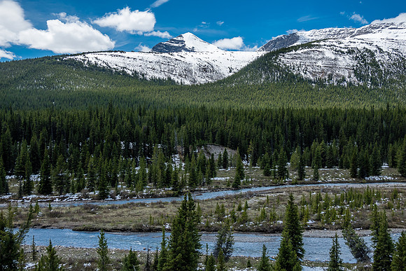 Whelk Peak rises over the Ram River.