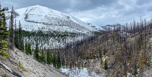 Traversing out of the SE bowl back towards Aries Peak.