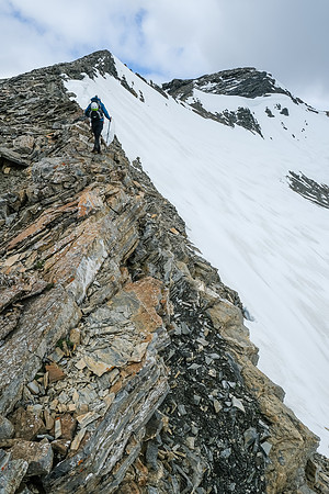The summit ridge steepens a bit.