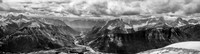 View through Hector Gap. Needle, Split, Spar, Wardle, White Tail and Verendrye (R).