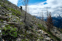 Ascending past the avy gully.