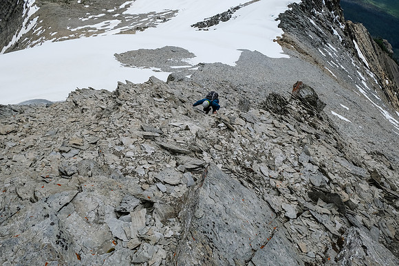 Ascending the summit ridge of Mount Shanks.